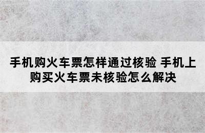 手机购火车票怎样通过核验 手机上购买火车票未核验怎么解决